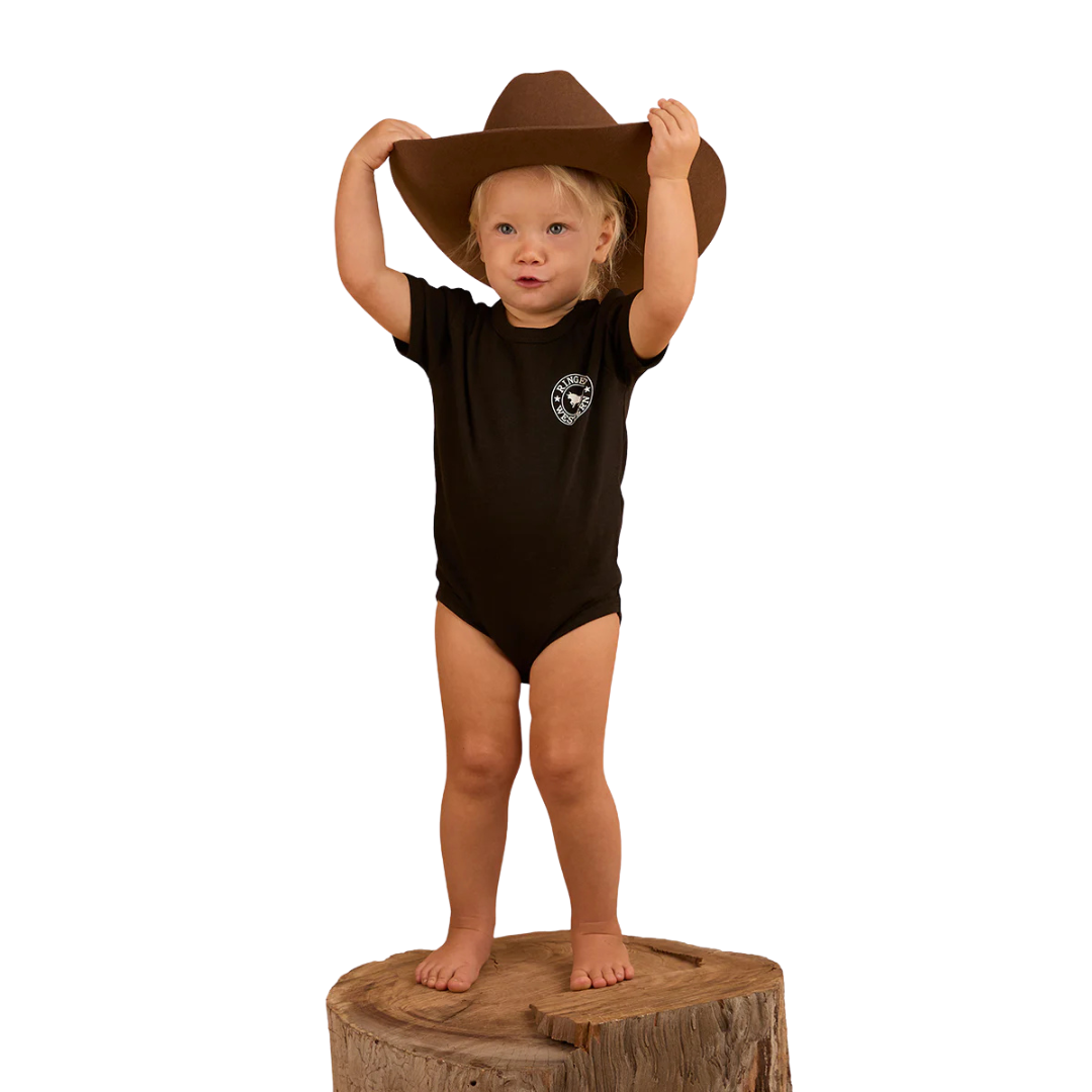RINGERS WESTERN BABIES SHORT SLEEVE ROMPER - BLACK
