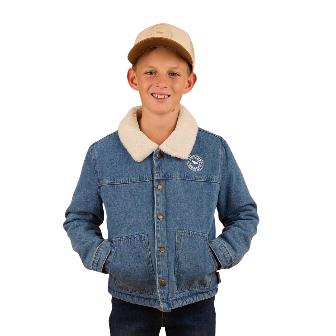 RINGERS WESTERN BOSTON KIDS DENIM JACKET - MID WASH BLUE