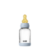 BIBS GLASS BABY BOTTLE COMPLETE SET LATEX - BABY BLUE