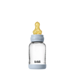 BIBS GLASS BABY BOTTLE COMPLETE SET LATEX - BABY BLUE