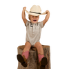RINGERS WESTERN BABIES  SHORT SLEEVE WORK SHIRT ROMPER - BEIGE