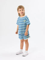 GOLDIE + ACE WAFFLE STRIPE T-SHIRT - BLUE STRIPE