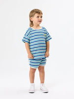 GOLDIE + ACE WAFFLE STRIPE T-SHIRT - BLUE STRIPE