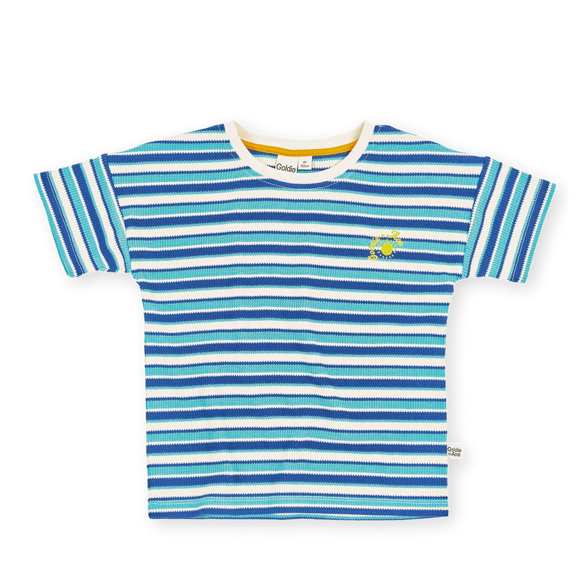 GOLDIE + ACE WAFFLE STRIPE T-SHIRT - BLUE STRIPE