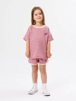 GOLIDE + ACE WAFFLE STRIPE T-SHIRT - PINK STRIPE