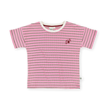 GOLIDE + ACE WAFFLE STRIPE T-SHIRT - PINK STRIPE