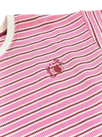 GOLIDE + ACE WAFFLE STRIPE T-SHIRT - PINK STRIPE