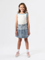 GOLDIE + ACE PINTRIPE PEPLUM DENIM SKIRT