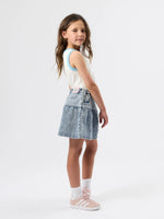 GOLDIE + ACE PINTRIPE PEPLUM DENIM SKIRT
