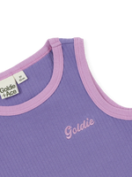 GOLDIE + ACE EMBROIDERED COLOUR POP RIB SINGLET - PURPLE