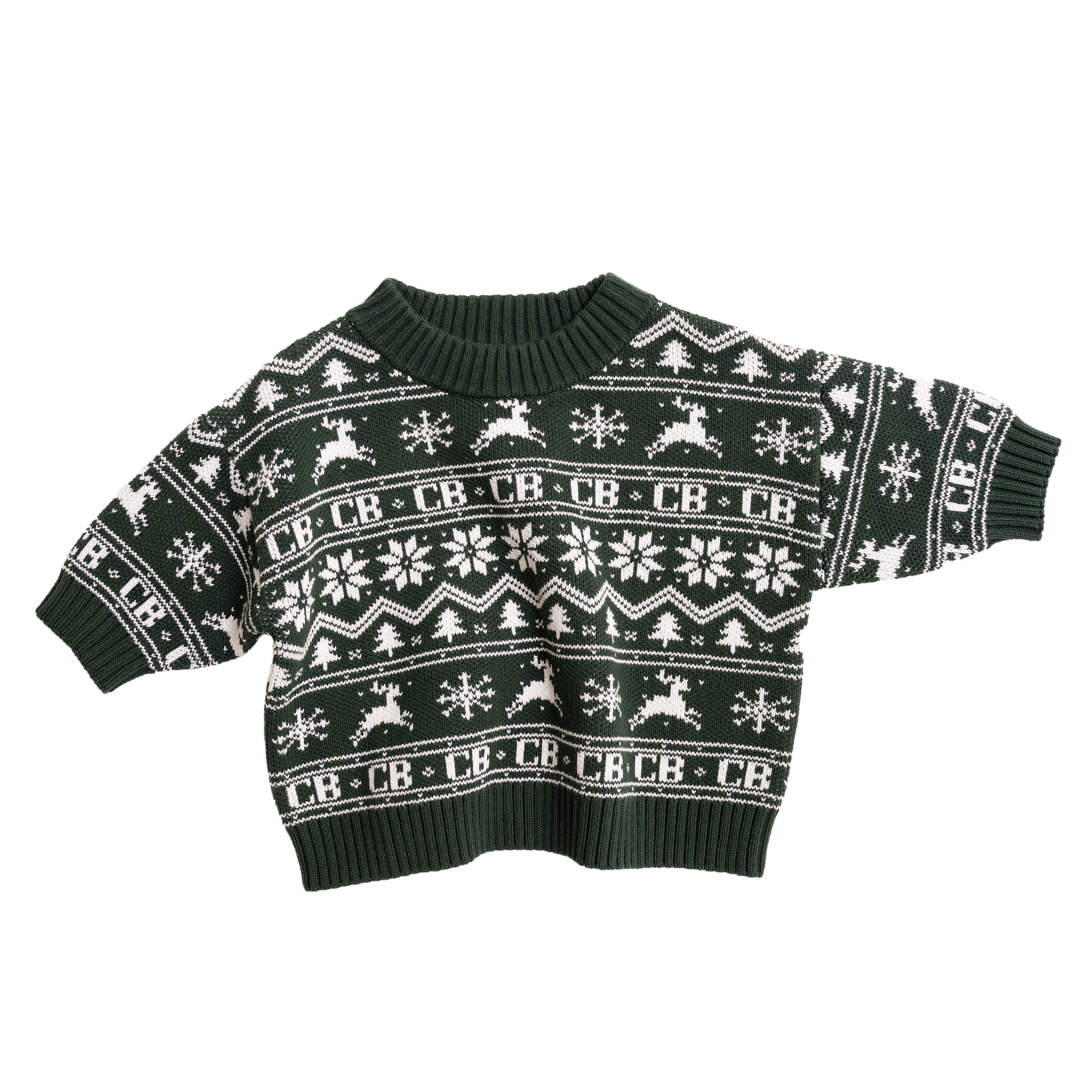 CINNAMON BABY CHRISTMAS SWEATER - GREEN