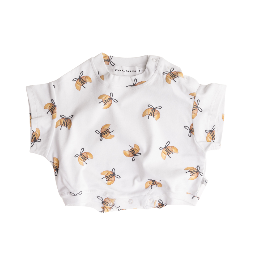 CINNAMON BABY CROISSANT T-SHIRT ROMPER
