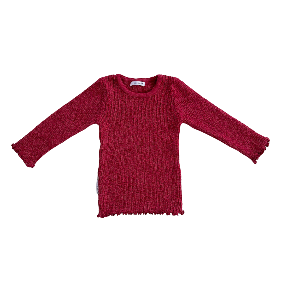 ZIGGY LOU RIBBED TOP - ROSEMARY