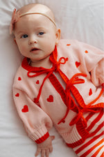 POSS & SOSS HEART TIE UP CARDIGAN - BERRY