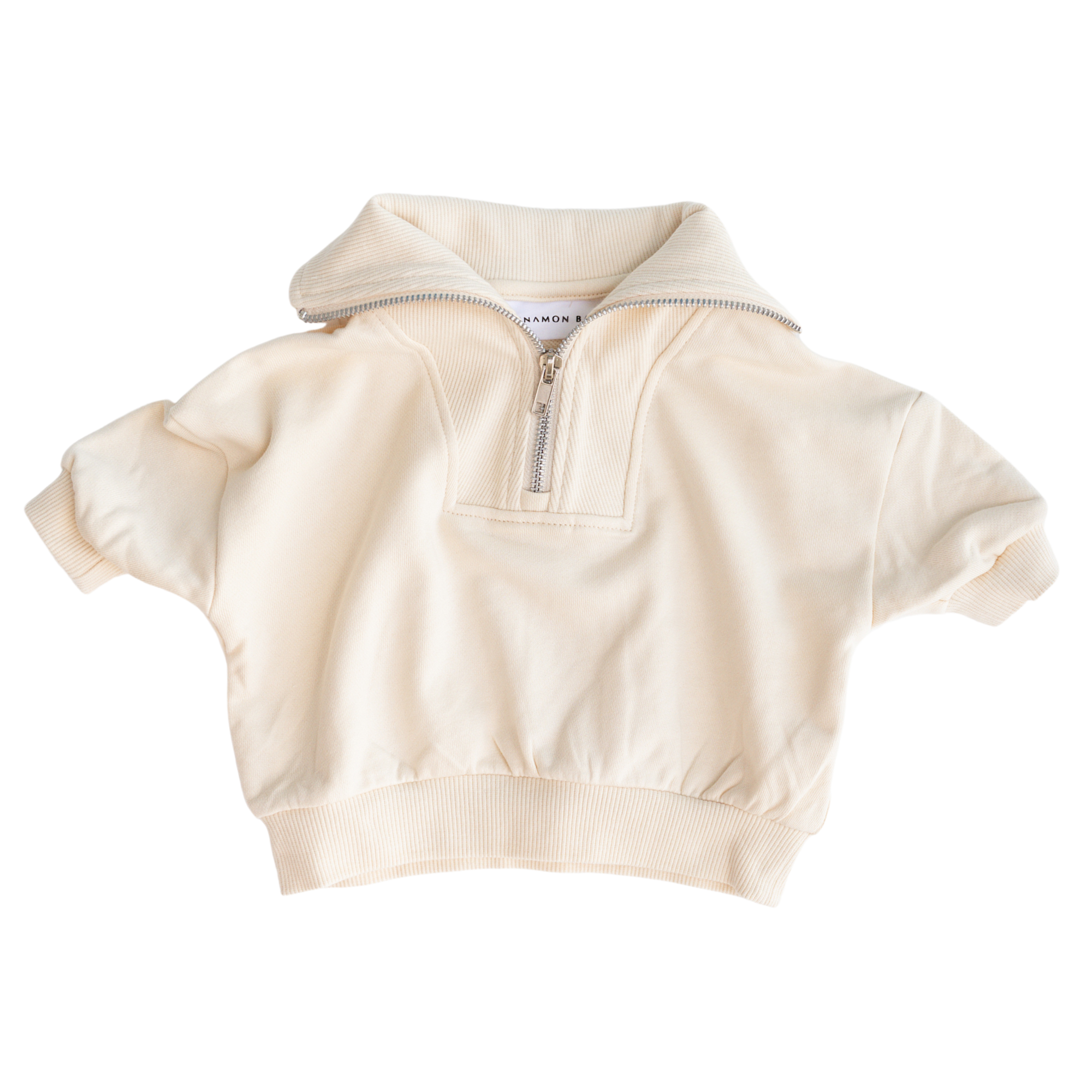 CINNAMON BABY OVERSIZED HALF ZIP JUMPER - BEIGE
