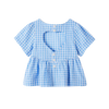 CUBBY POPPY TOP - BLUISH CHECK