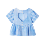 CUBBY POPPY TOP - BLUISH CHECK