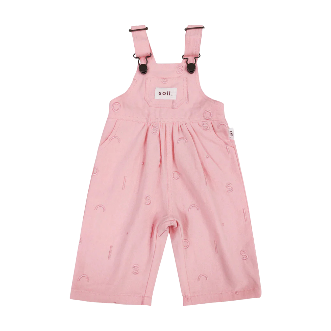 SOLL WOVEN COTTON OVERALLS - PINK