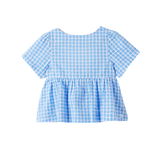 CUBBY POPPY TOP - BLUISH CHECK