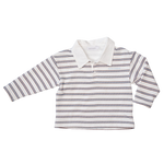 BAD BEBE UP LATE LONG SLEEVE POLO - POWDER / CHOCOLATE STRIPE