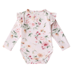 SNUGGLE HUNNY BIRDS & BLOOMS LONG SLEEVE BODYSUIT WITH FRILL