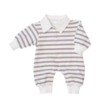 BAD BEBE MILK DRUNK LONG SLEEVE ROMPER - POWDER / CHOCOLATE STRIPE