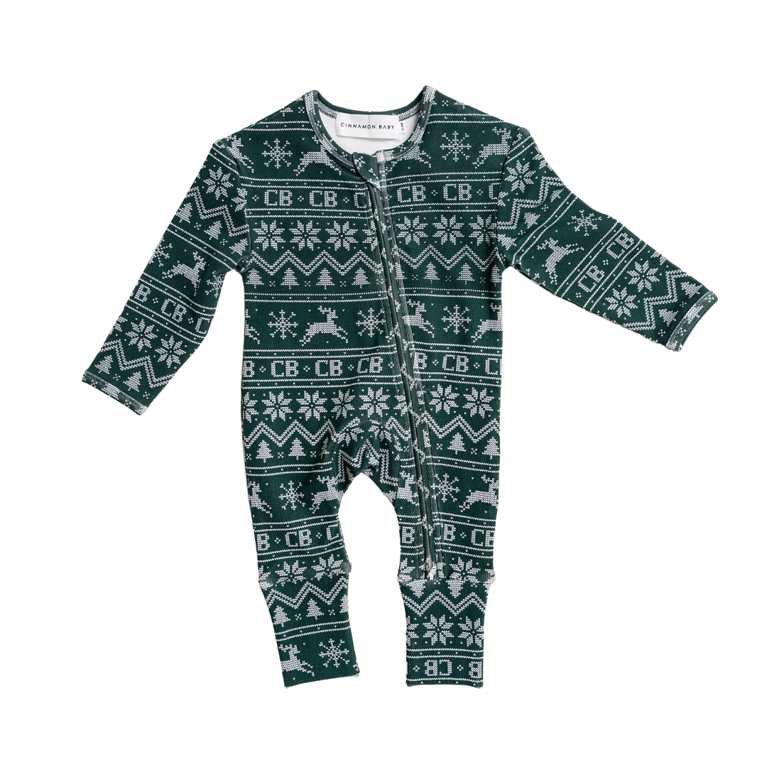 CINNAMON BABY CHRISTMAS GROWSUIT - GREEN
