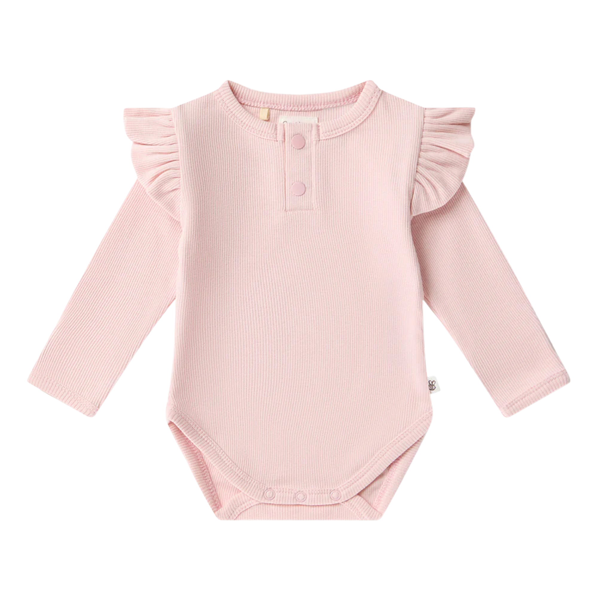 SNUGGLE HUNNY BABY PINK LONG SLEEVE BODYSUIT WITH FRILL