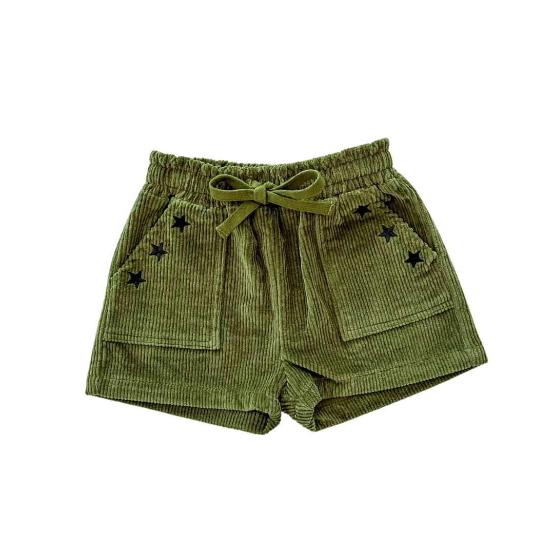 ZIGGY LOU CORD SHORTS - EVERGREEN