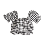 CINNAMON BABY BLACK GINGHAM FRILL TOP