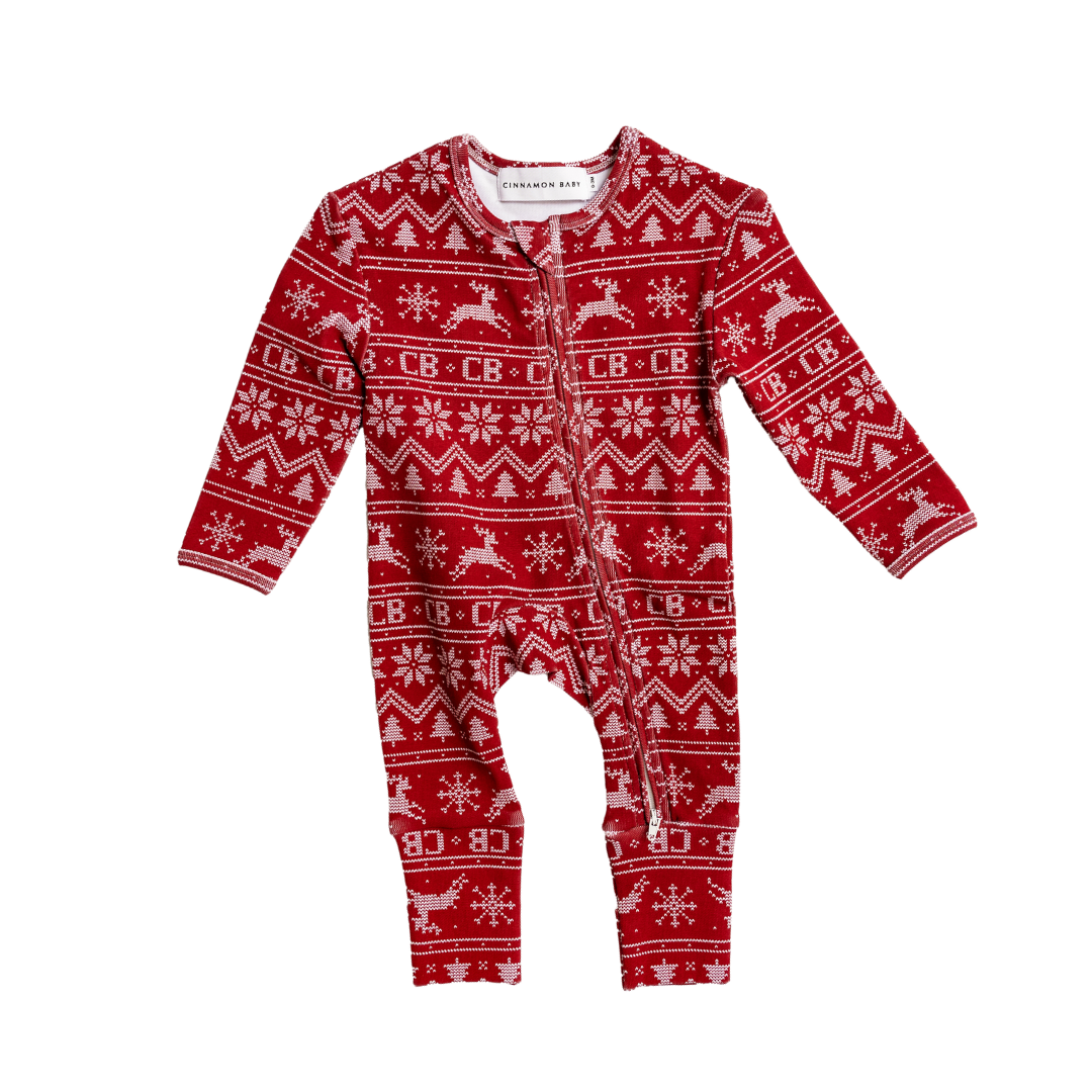 CINNAMON BABY CHRISTMAS GROWSUIT - RED