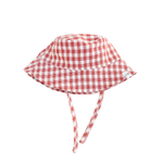 CINNAMON BABY GINGHAM BUCKET HAT - CRIMSON