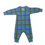BY GEE COTTON CHECK KNIT ROMPER - BLUEBIRD