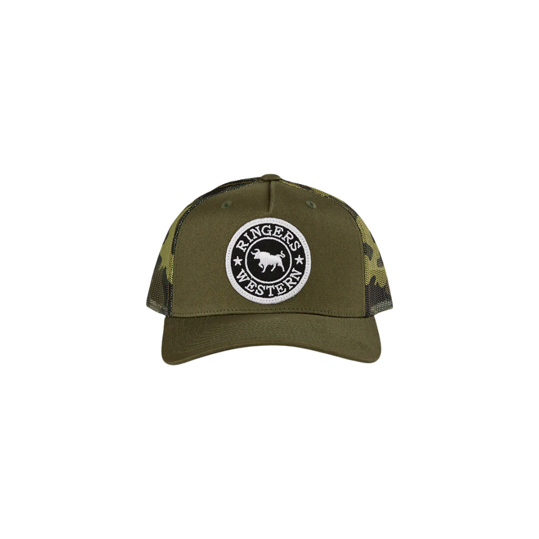 RINGERS WESTERN SIGNATURE BULL KIDS TRUCKER CAP - MILITARY GREEN / CAMO