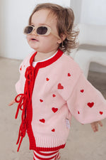 POSS & SOSS HEART TIE UP CARDIGAN - BERRY
