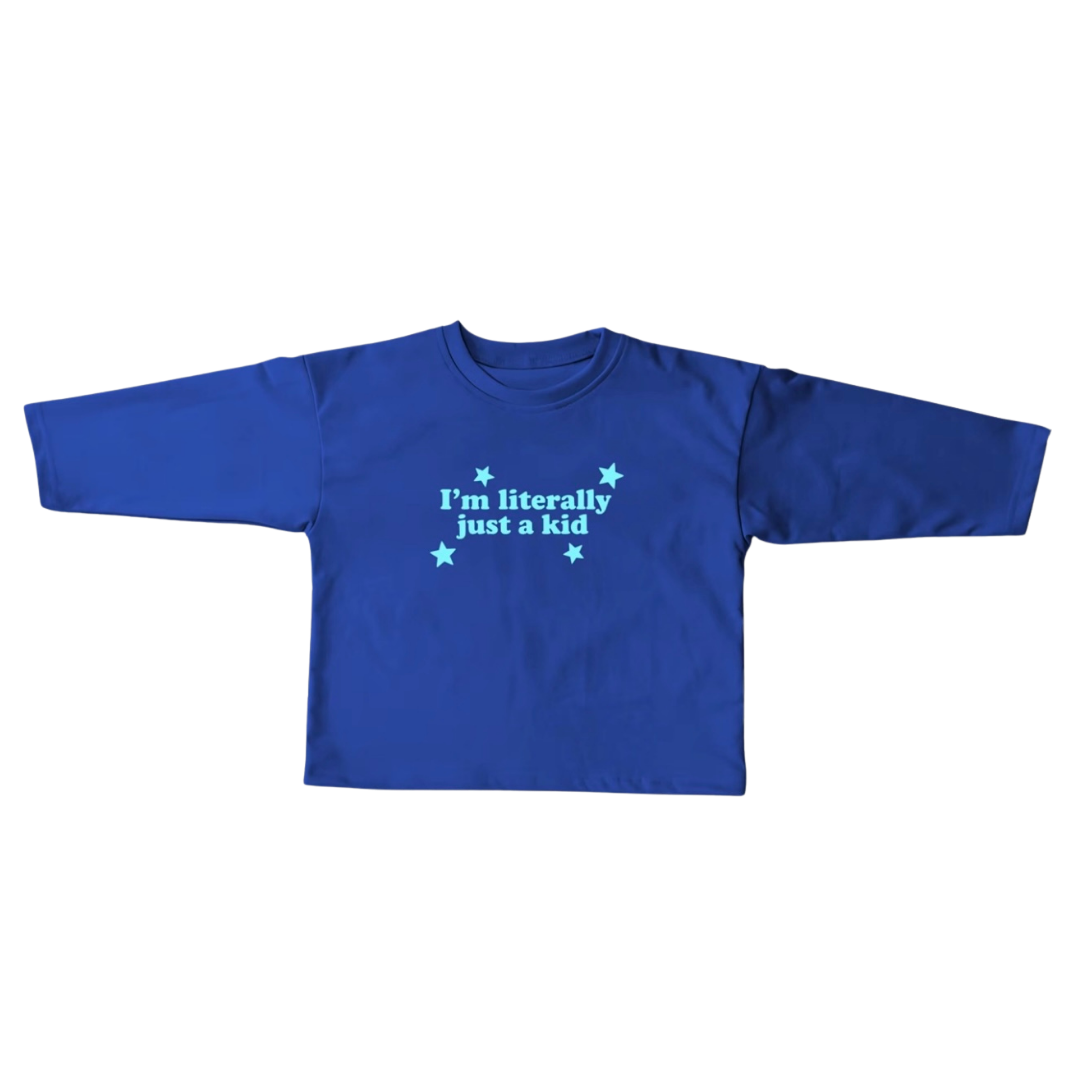 DEAR DARCY I'M LITERALLY JUST A KID LONG SLEEVE - BLUE