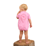 RINGERS WESTERN BABIES  SHORT SLEEVE WORK SHIRT ROMPER - PASTEL PINK