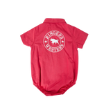 RINGERS WESTERN BABIES SHORT SLEEVE WORK SHIRT ROMPER - BERRY