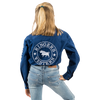 RINGERS WESTERN JACKAROO KIDS LONG SLEEVE FULL BUTTON EMBROIDERED WORKSHIRT - NAVY WITH WHITE EMBROIDERY