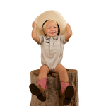 RINGERS WESTERN BABIES  SHORT SLEEVE WORK SHIRT ROMPER - BEIGE