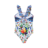CAMILLA KIDS STRAIGHT NECK ONE PIECE W FRILL 4-10 - TILES DARLS