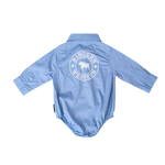 RINGERS WESTERN HOWDY TOT BABIES LONG SLEEVE WORKSHIRT ROMPER - BLUE / WHITE