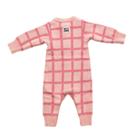 BY GEE COTTON CHECK KNIT ROMPER - PEONY