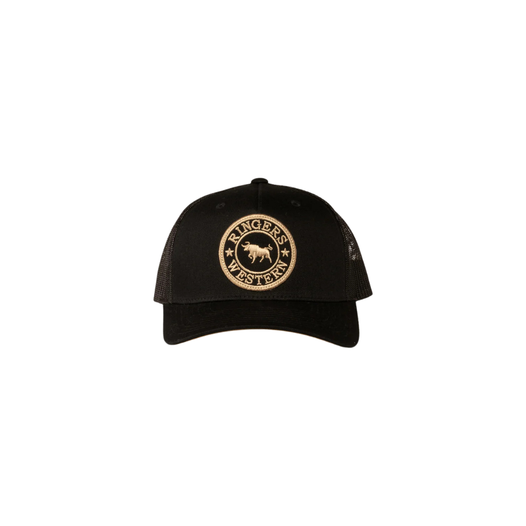 RINGERS WESTERN SIGNATURE BULL KIDS TRUCKER CAP - BLACK / GOLD