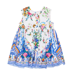 CAMILLA BABIES SHIRRED DRESS WITH PETER PAN COLLAR - TILES