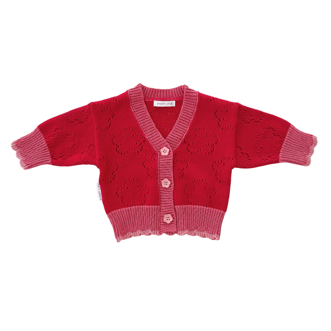 ZIGGY LOU CARDIGAN - SCARLET