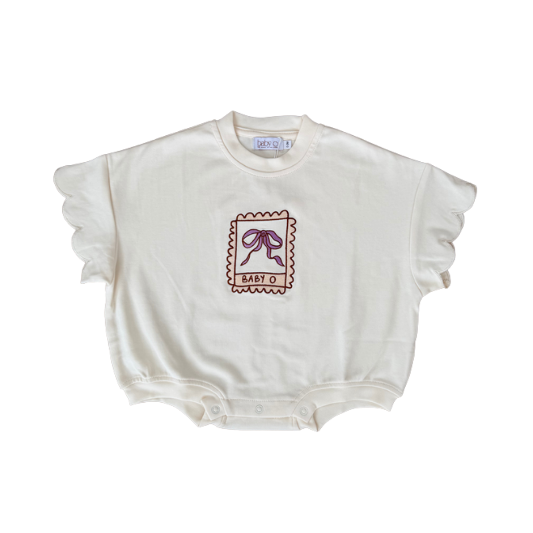 BABY O THE LABEL POSTMARK BOW ROMPER