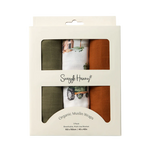 SNUGGLE HUNNY LARGE MUSLIN WRAPS 3 PACK - DIGGERS/OLIVE/BRONZE