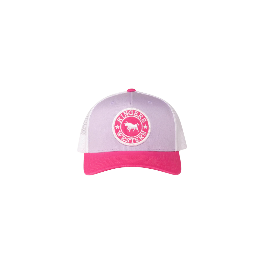 RINGERS WESTERN SIGNATURE BULL KIDS TRUCKER CAP - LILAC / CANDY