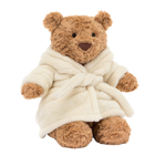 Jellycat Bartholomew Bear Bathrobe close up- ultra-soft lounging bear plush gift